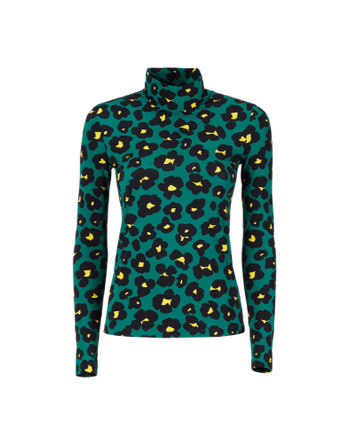 LaDoubleJ Turtleneck Flower Leopard Verde SHI0030JER005FLL0002