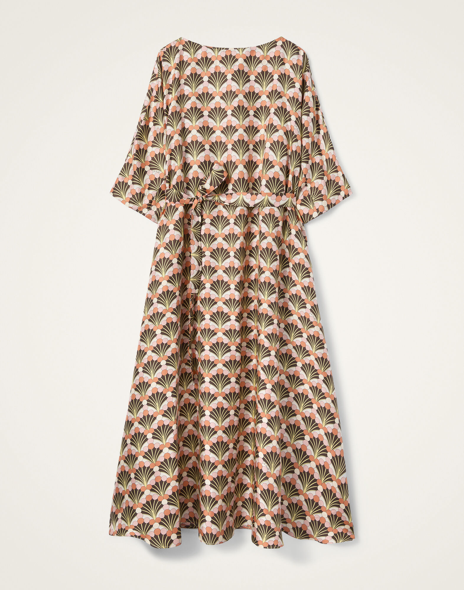 La DoubleJ Muumuu Dress Round Neck Florette Fan Brown DRE0370SIL001FLF02BR02