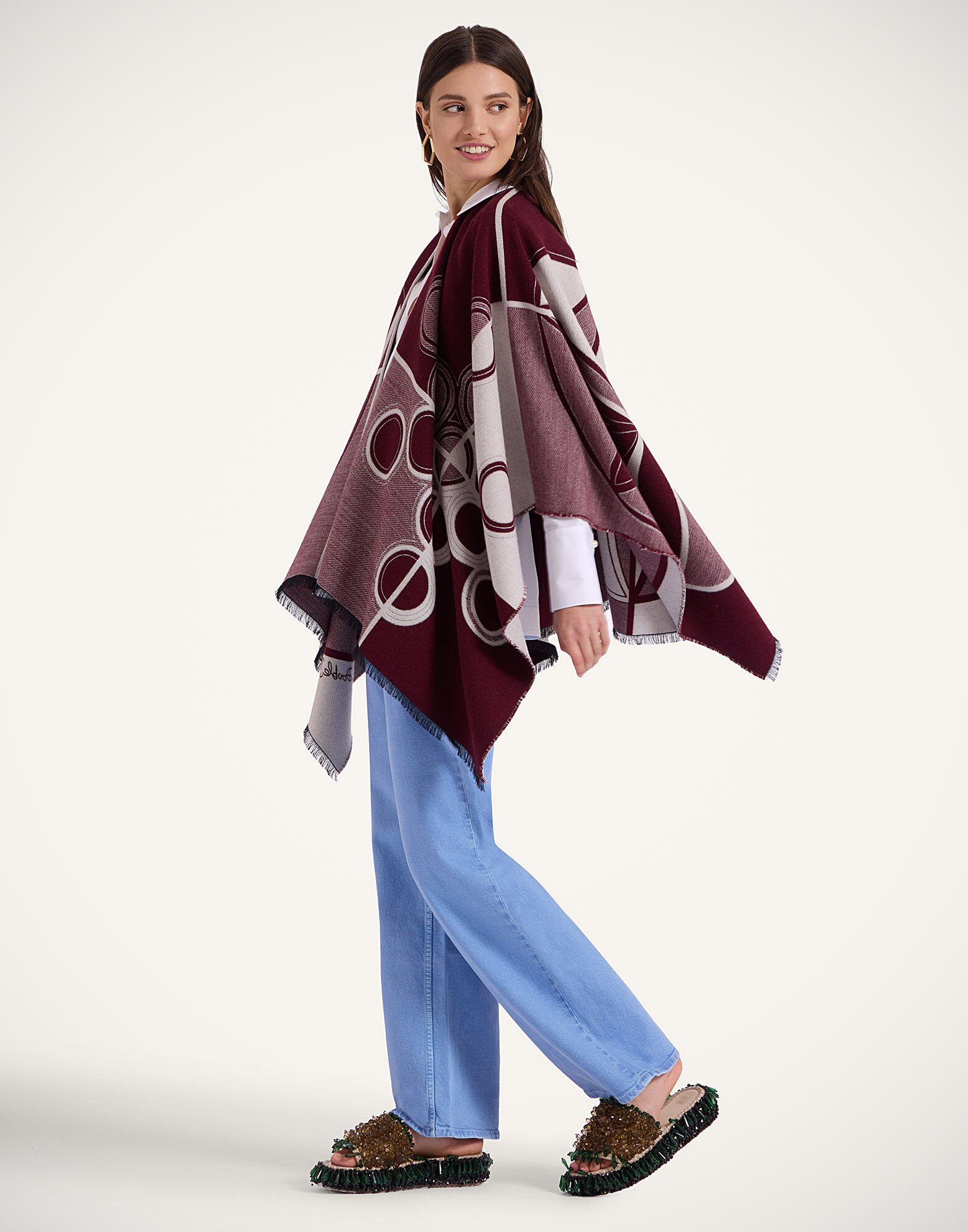 Poncho in Eclipse Placée Burgundy for Women | La DoubleJ