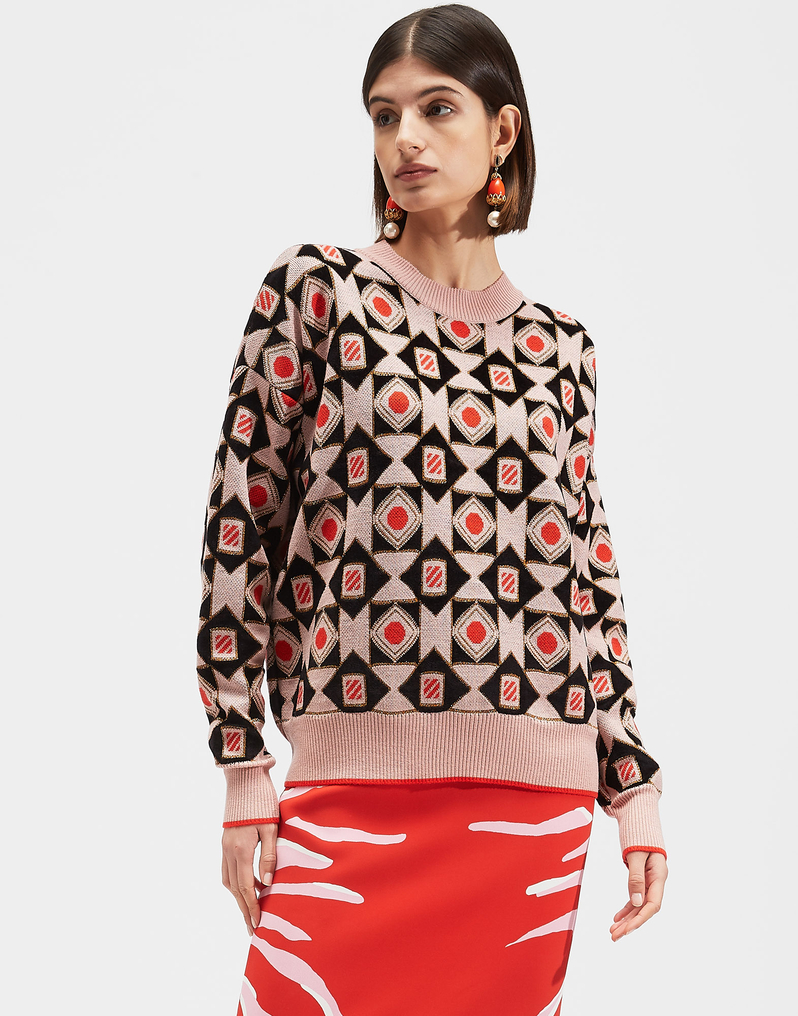 La DoubleJ Crew Boy Sweater La DoubleJ Crew Boy Sweater Rosa Antico Mix PUL0061KNI036VAR0061