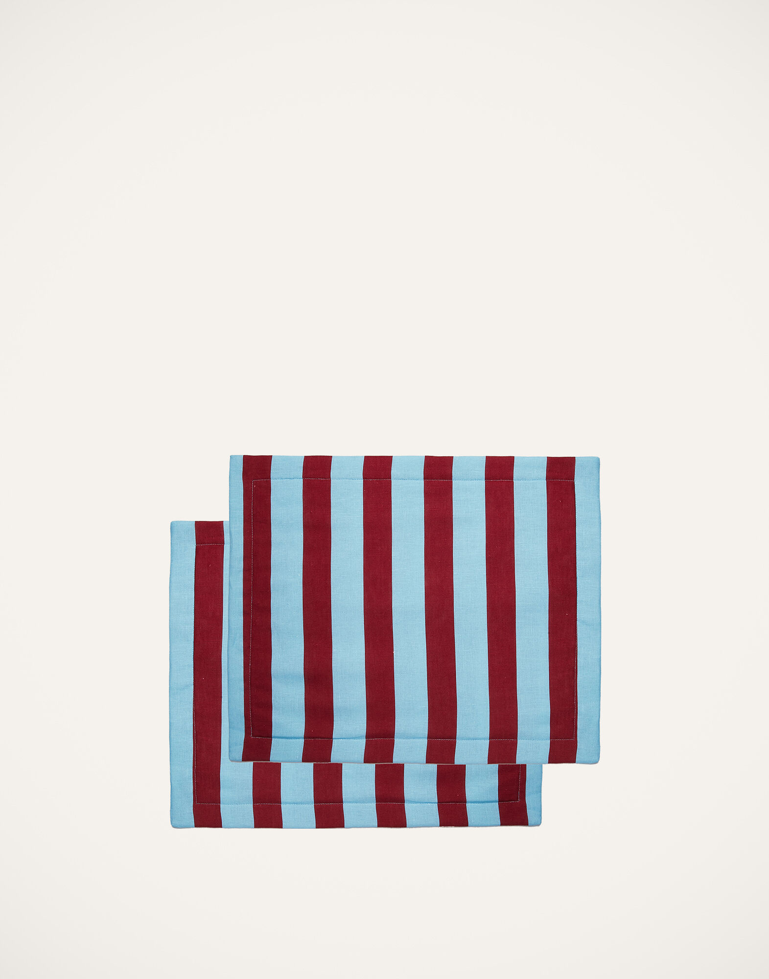 La DoubleJ Placemat Set Of 2 Riga Bordeaux - Azzurro TBM0001LIN001RIG0012