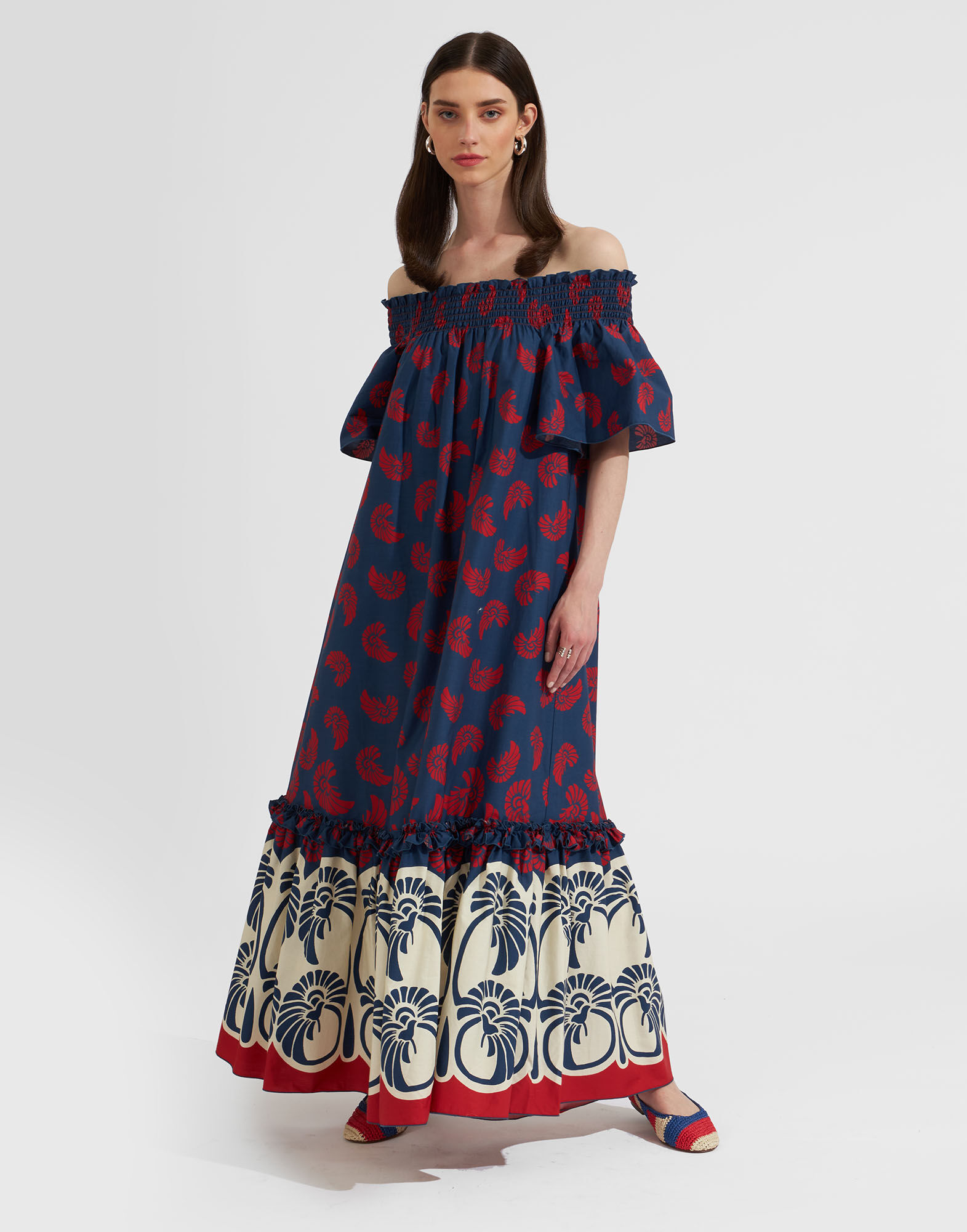 La DoubleJ Capalbio Dress Palmetto Plac&eacute;e DRE0320COT039PIG01BU06