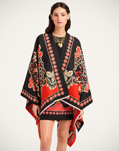 La DoubleJ Soul Poncho Cornucopia Placée Black SCA0059WOL025CRN03BL01