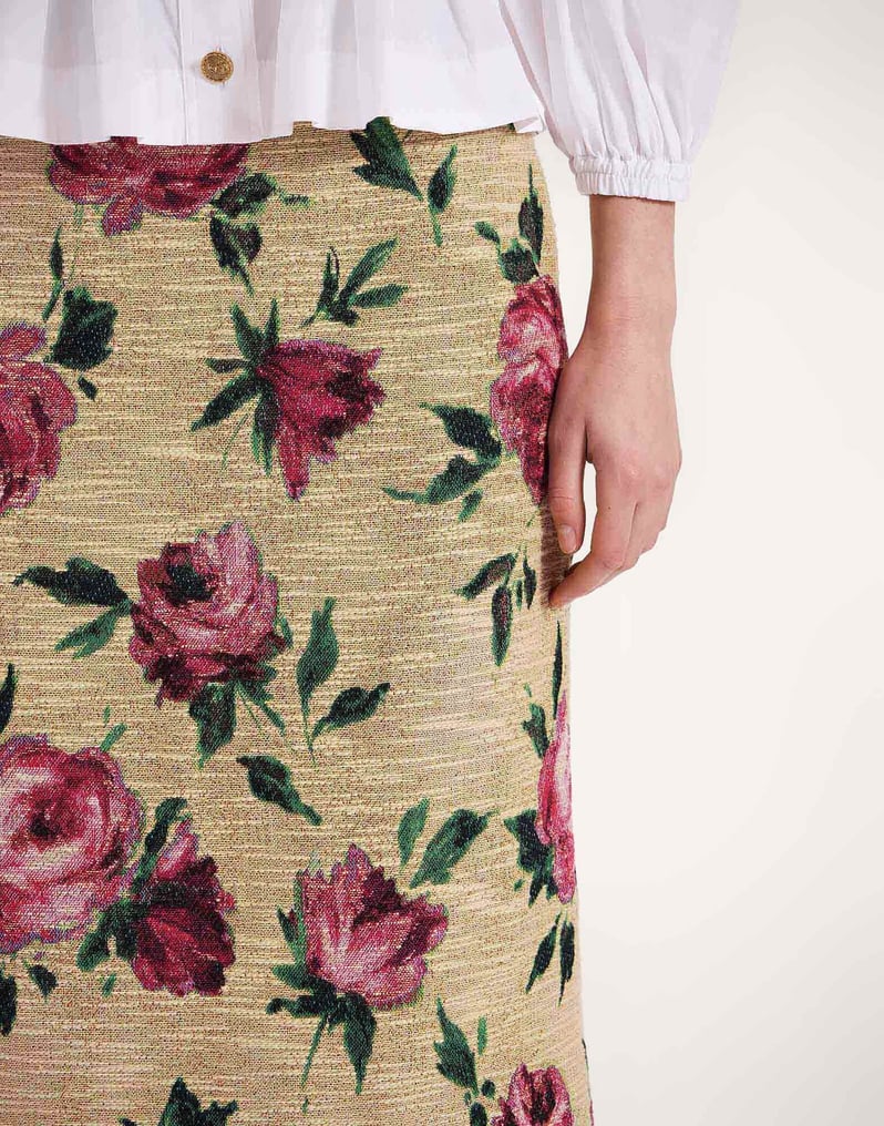 La DoubleJ Pencil Skirt La DoubleJ Pencil Skirt Roses Light Beige SKI0011COT069ROS06BR01