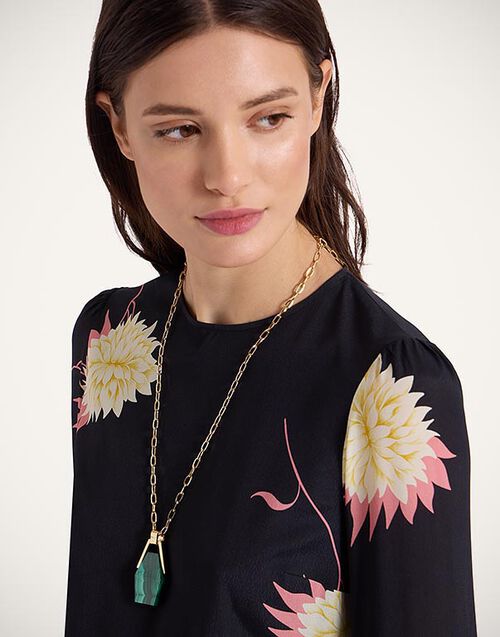 La DoubleJ Portal Necklace 24k Gold Plate & Malachite NEC0040BRA003MAL02YE05