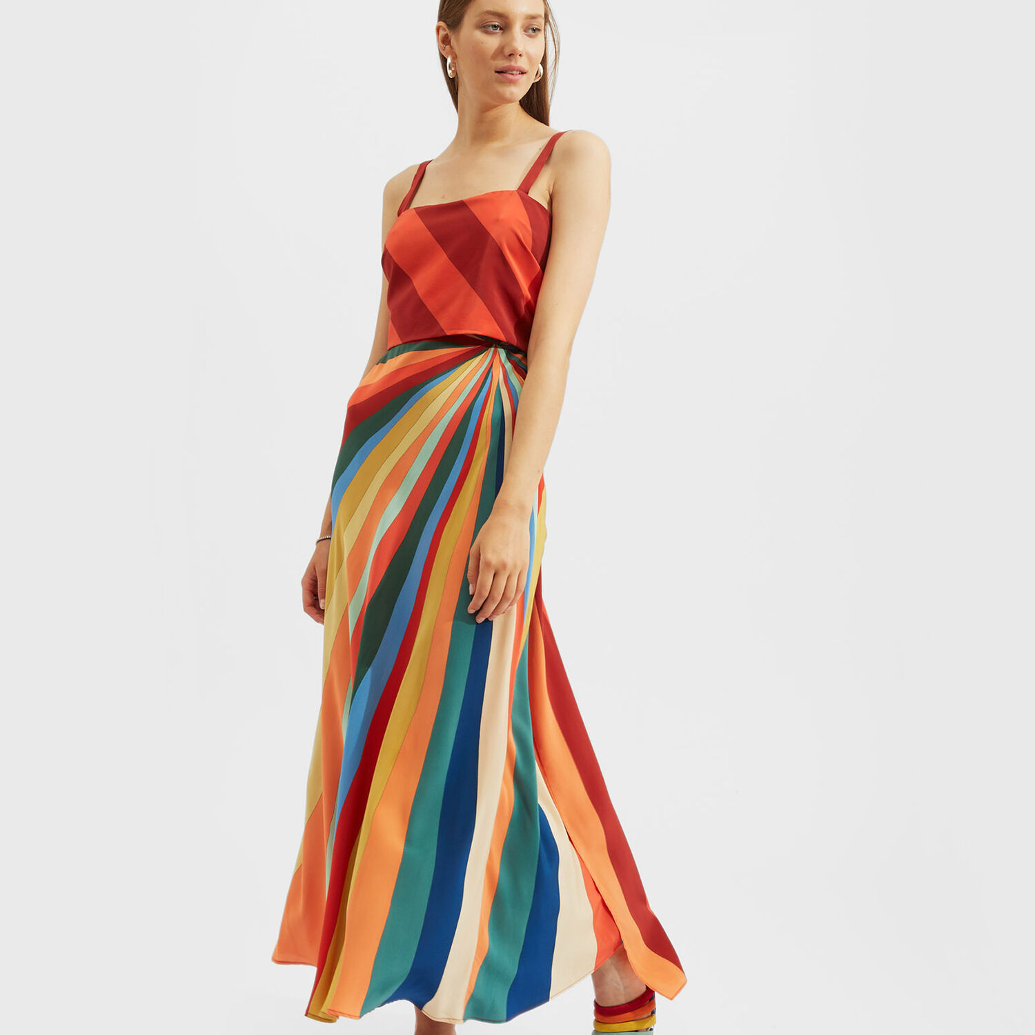 La Doublej Slip-around Silk Maxi Dress In Rainbow