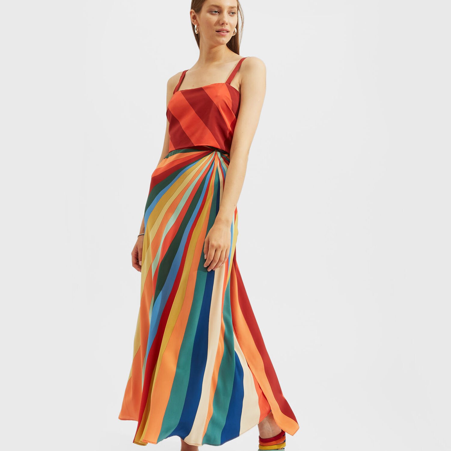 La Doublej Slip-around Silk Maxi Dress In Rainbow