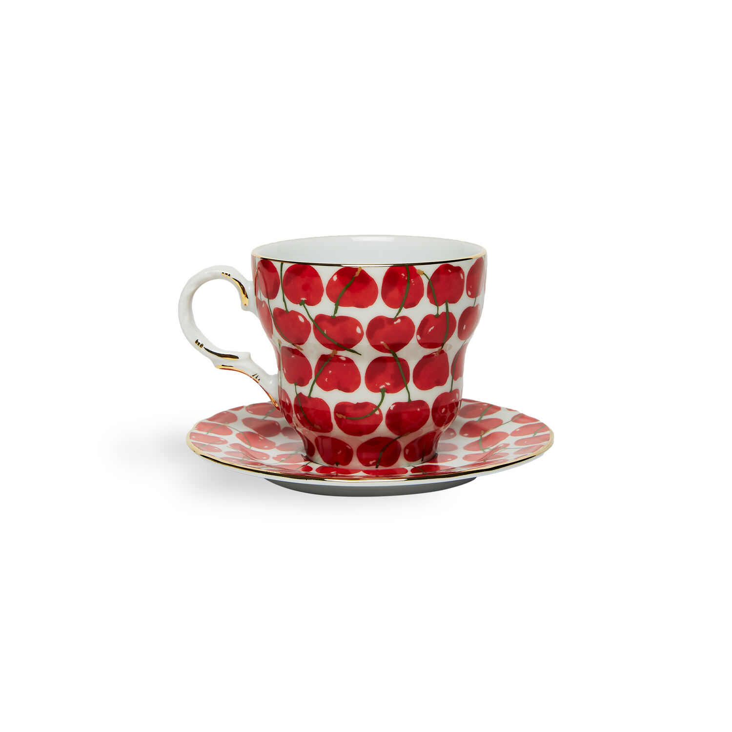 La Doublej Big Mama Cup And Saucer In Cherries Avorio