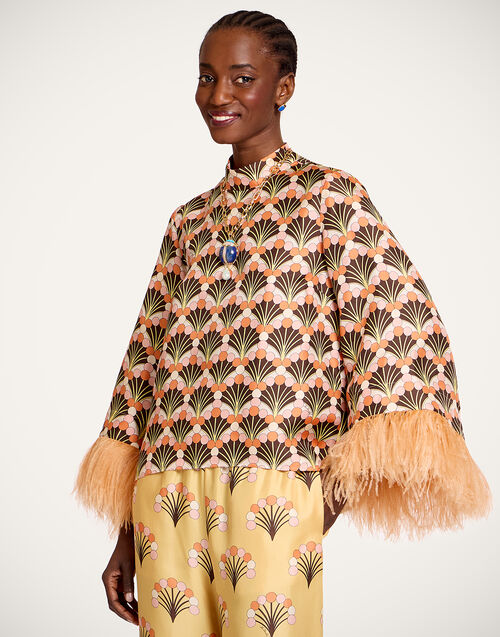 La DoubleJ Make An Exit Top Florette Fan Brown TOP0104SIL001FLF02BR02