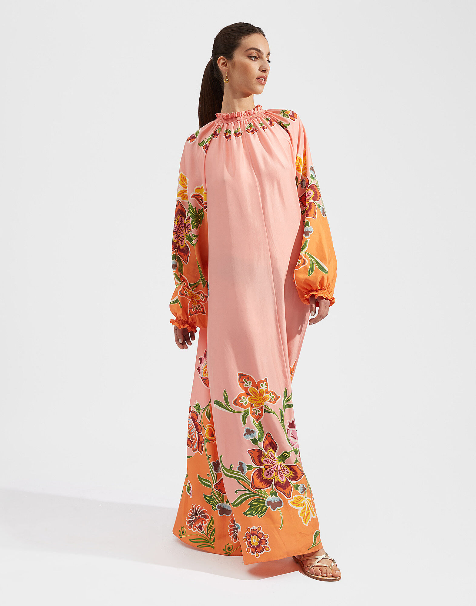 La DoubleJ Cerere Dress Folk Flowers Rosa Plac&eacute;e DRE0399SIL009FFL0002