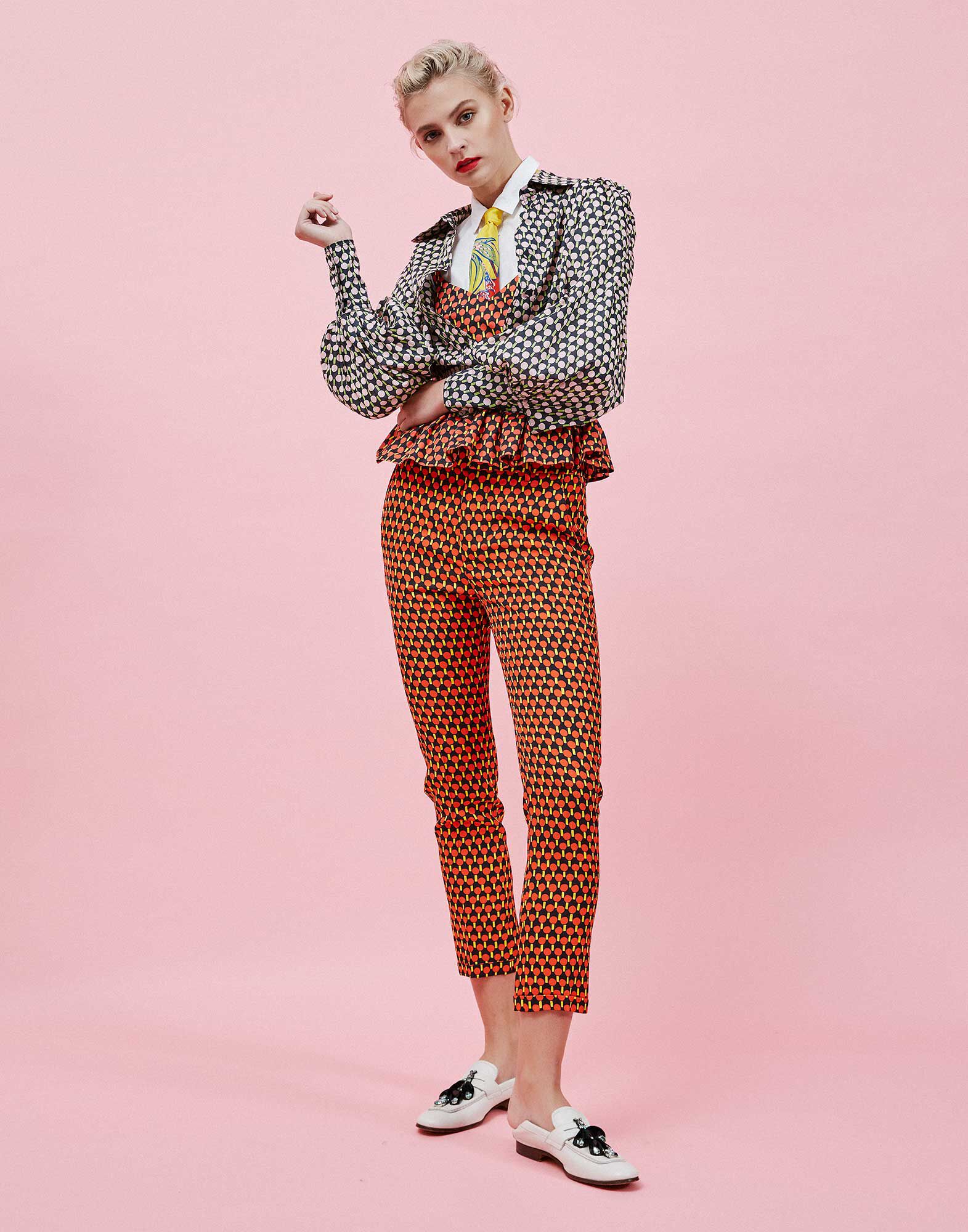 LaDoubleJ Capri Pants Ping Pong Rosso TRO0009SAB001PIN0002