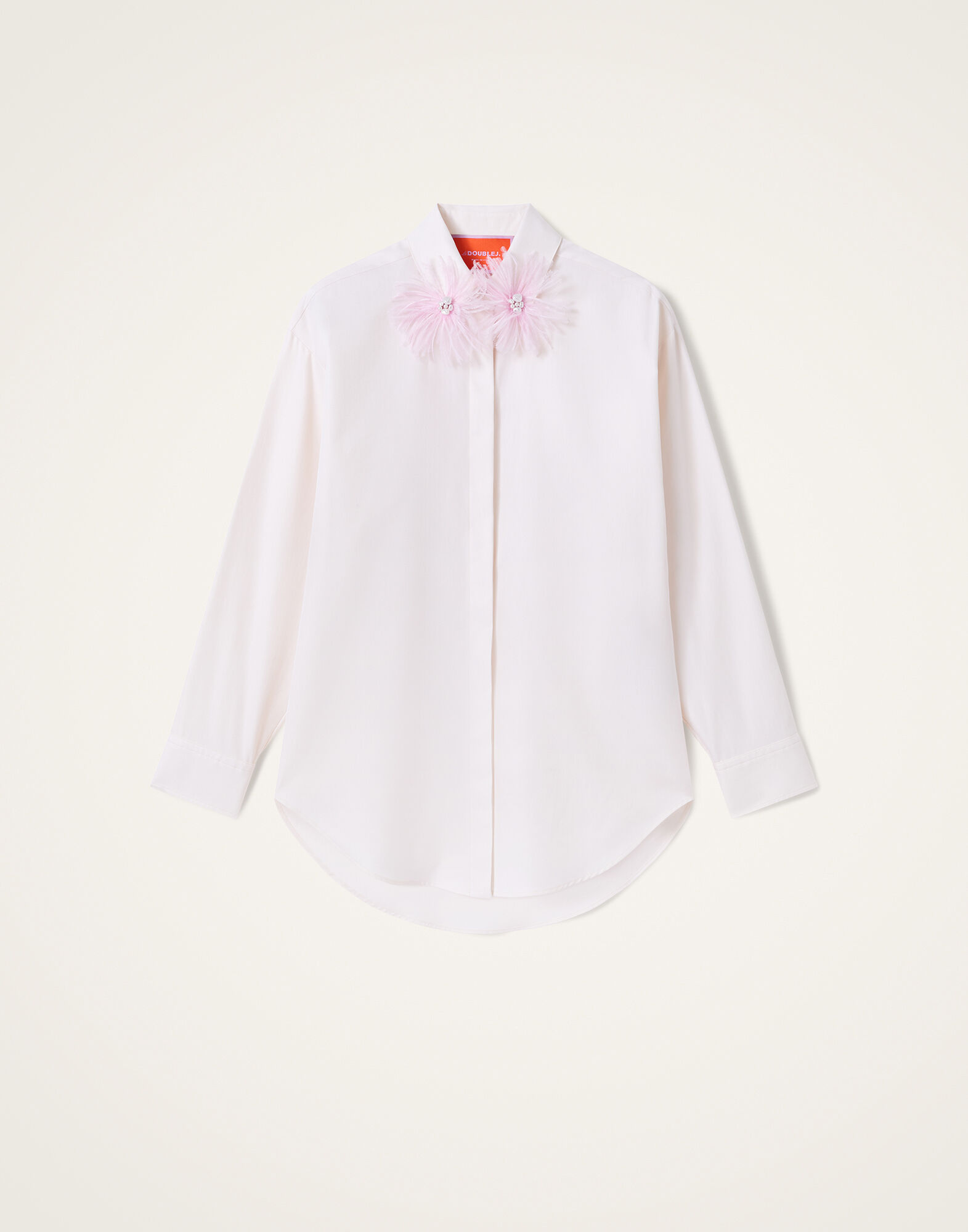 La DoubleJ Long Sleeves Club Shirt Solid Ecru SHI0180COT100SOLIDBR05