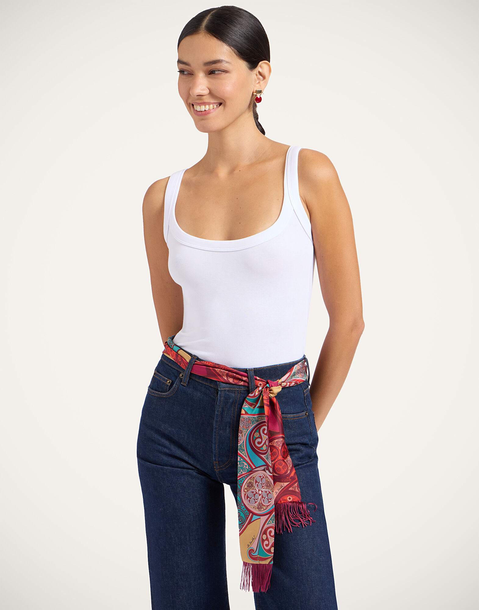 La DoubleJ Skinny Scarf Alchemy Plac&eacute;e Dark Red SCA0075SIL006ALC03RE40