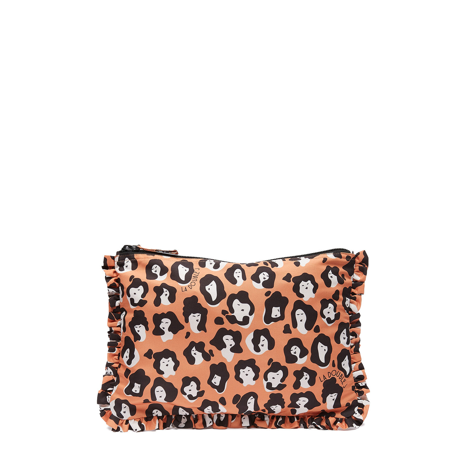 La Doublej Leopard-print Ruffle Pouch In Lady Leopard
