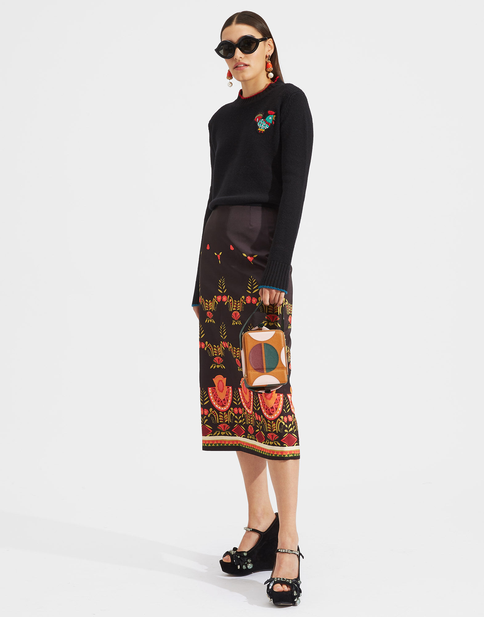 LaDoubleJ Pencil Skirt Place Messico Nero SKI0022RAD001MEX0002