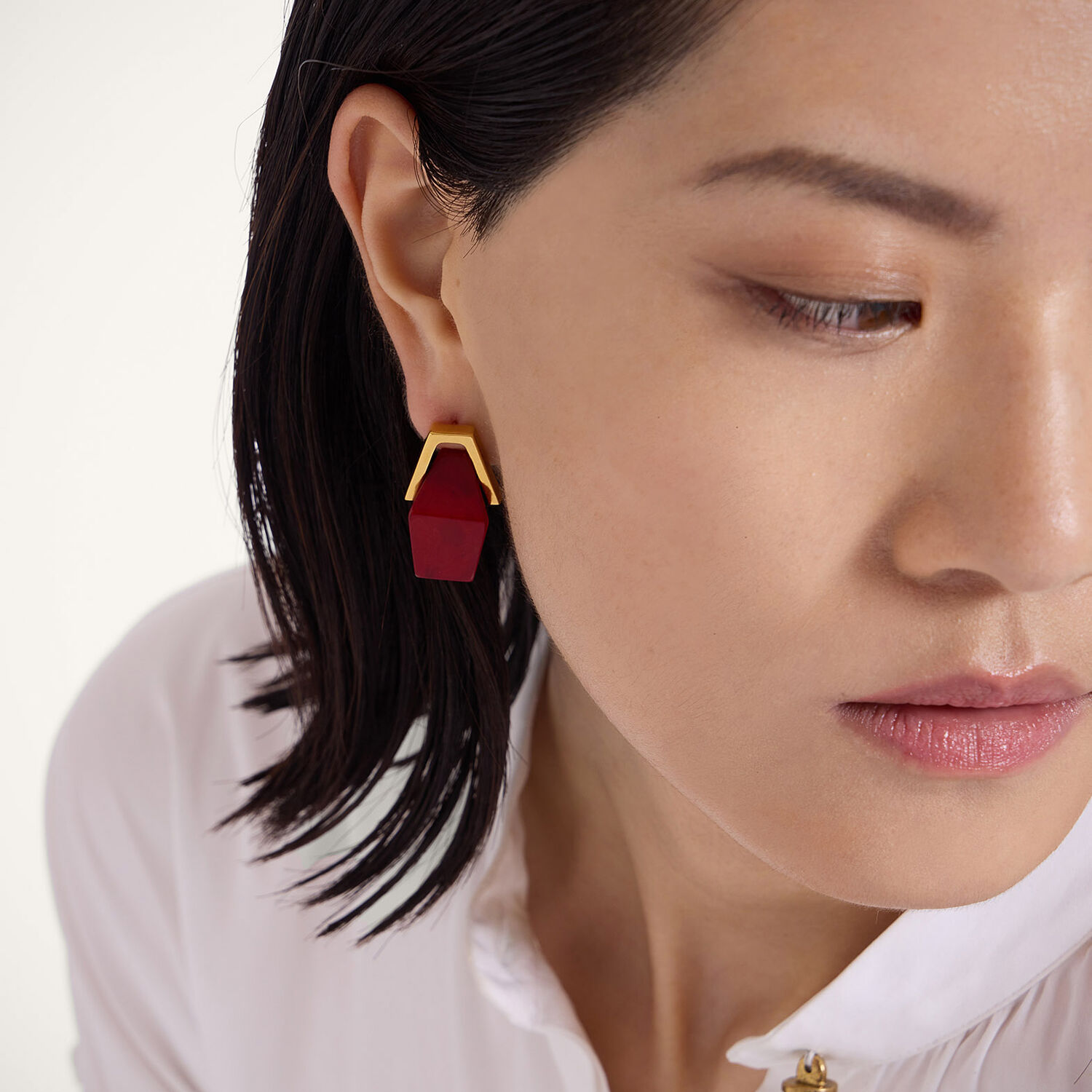 La Doublej Portal Earrings In Solid Orange