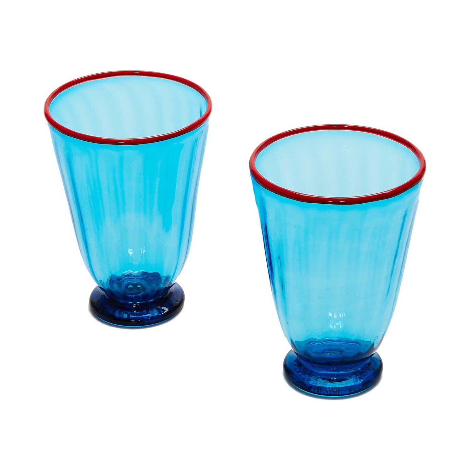 Shop La Doublej Rainbow Glasses Set Of 2 In Turquoise