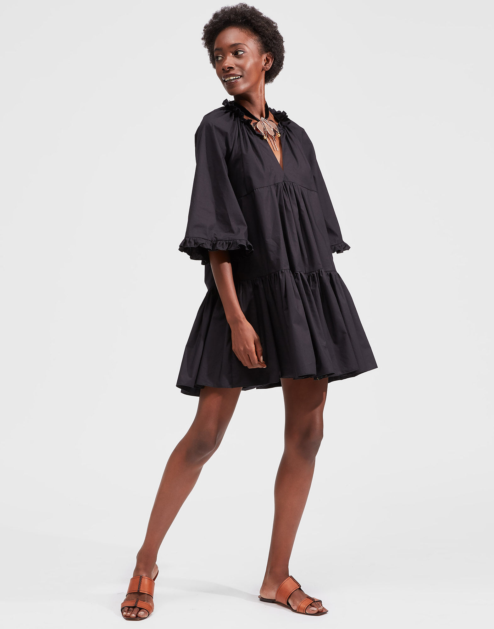 LaDoubleJ Short Dove Dress Solid Black DRE0261COT001BLA0001