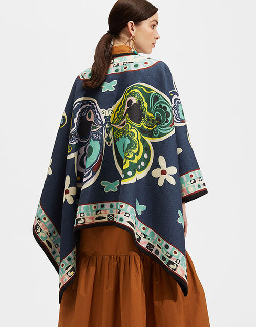 LaDoubleJ Poncho Butterfly Blu JAC0019PLA003BUT0002