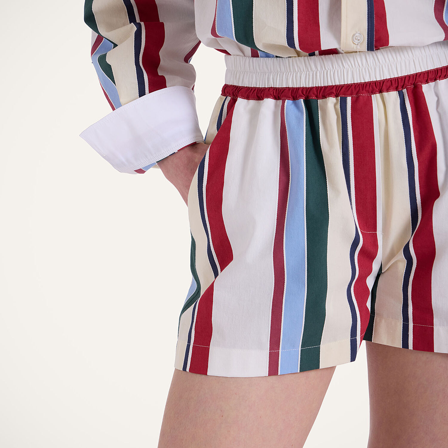 La Doublej Pull-up Shorts In Stripes Multicolor