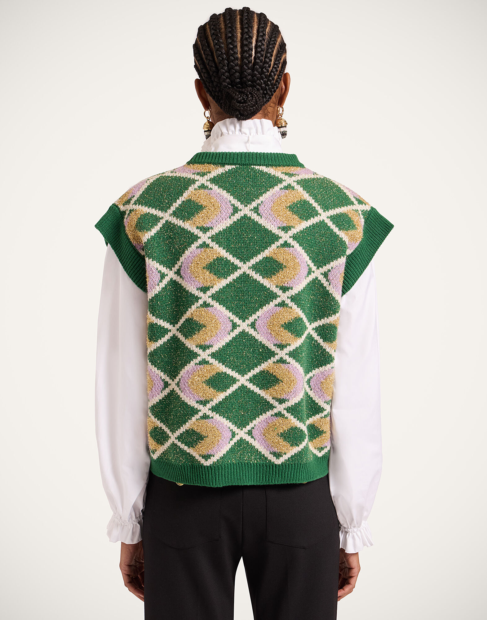 La DoubleJ Half-Light Gilet Multicolor Green PUL0223KNI132VA453GR02