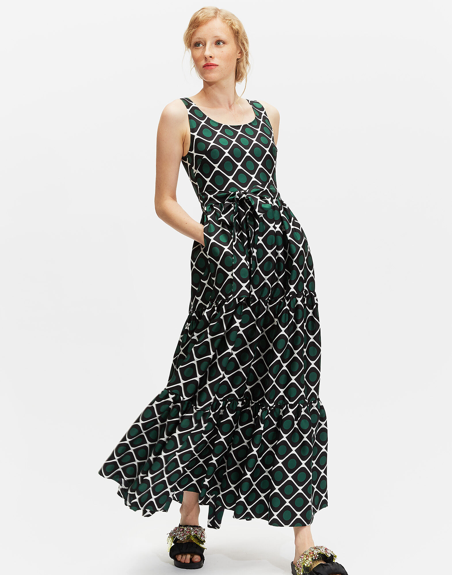 LaDoubleJ Pellicano Dinner Dress Olive DRE0034SIL001OLI0001