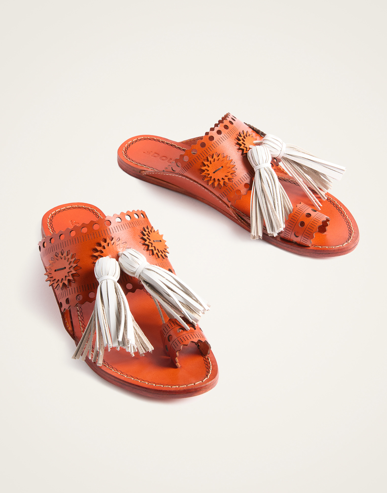 La DoubleJ Sandy Slides La DoubleJ Sandy Slides Solid Orange SHO0110LEA014SOLIDOR02