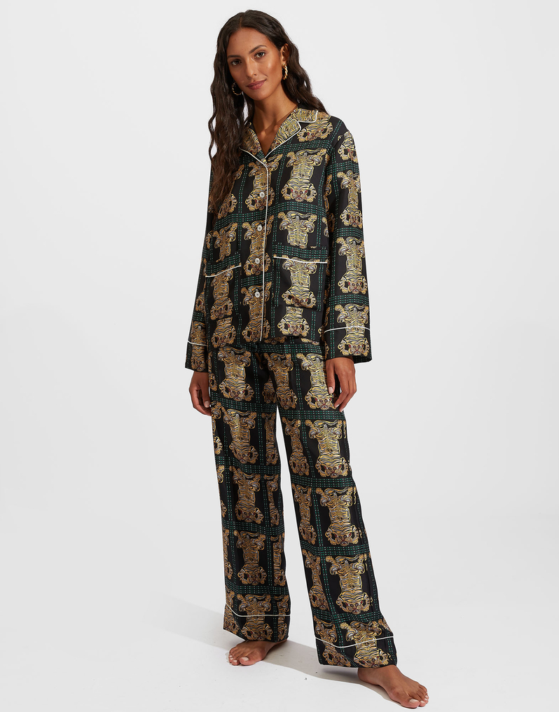 La DoubleJ Silk Pajama La DoubleJ Silk Pajama Tiger Tiles Black Small PJM0001SIL001TIG0008