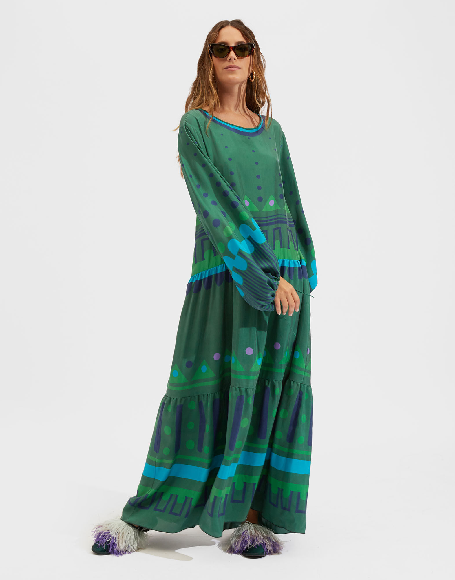 La DoubleJ Vesta Dress Handmade Dots Bordeaux Plac&eacute;e DRE0302SIL009HAD0001