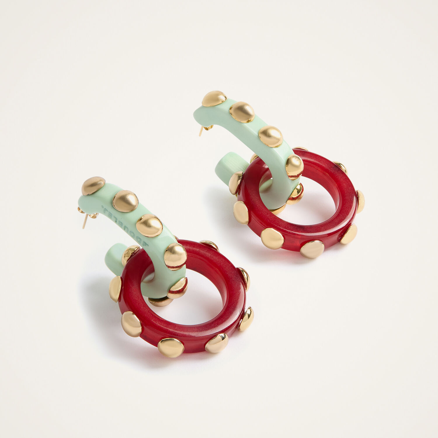 La Doublej Double Hoop Earrings In Solid Burgundy