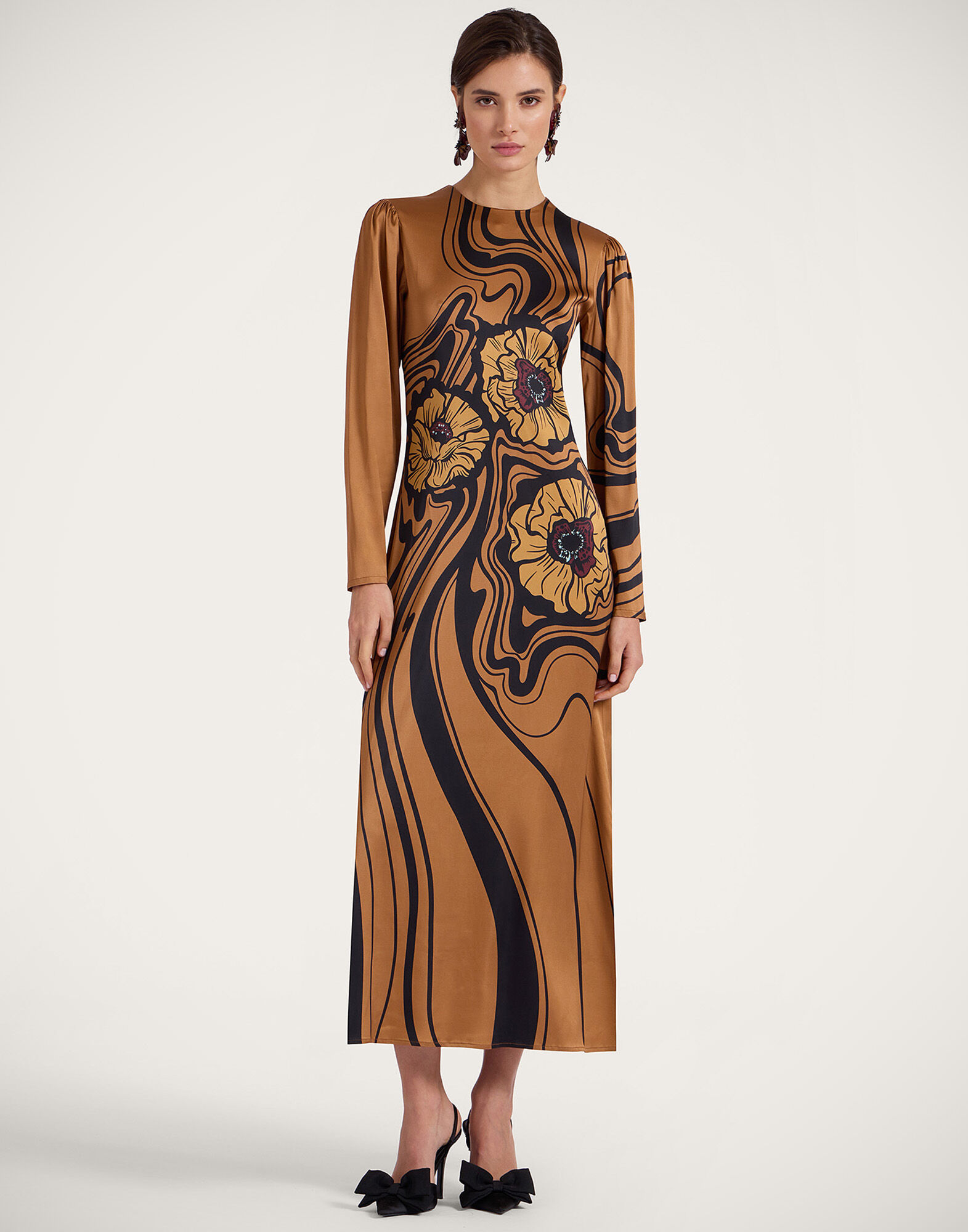 La DoubleJ Clingy Swing Big Blooms Plac&eacute;e Brown DRE0762VIS023PFI06BR02