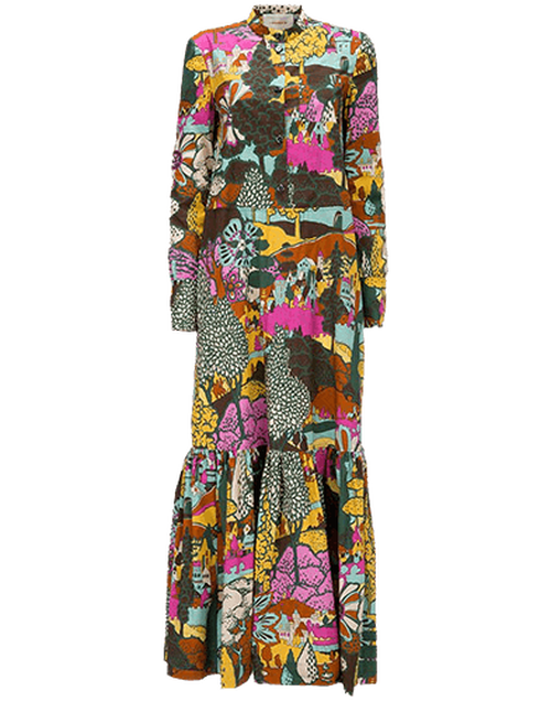 LaDoubleJ Maxi Shirt Dress Paesaggio Arancio DRE0047COT001PAE0002