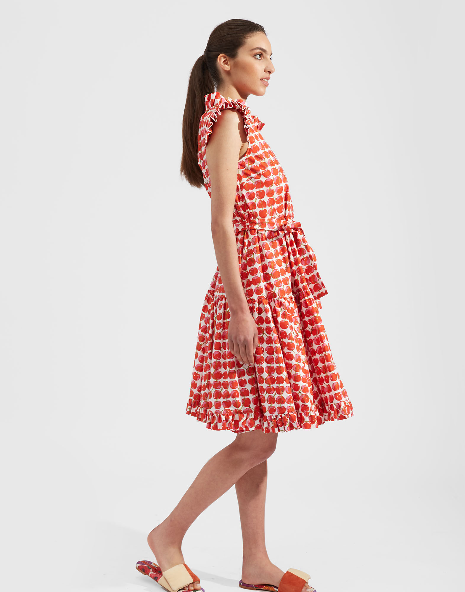 La DoubleJ Short And Sassy Dress White Cherries DRE0003COT001CHY0002