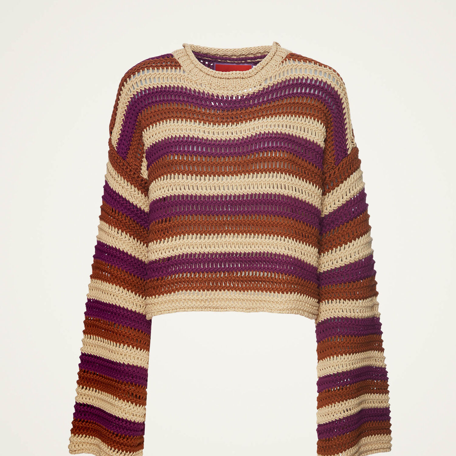 Shop La Doublej Crop Sweater In Multicolor Ivory