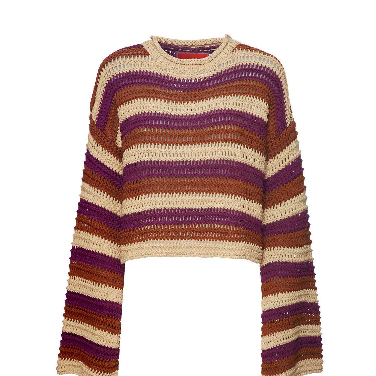 Shop La Doublej Crop Sweater In Multicolor Ivory