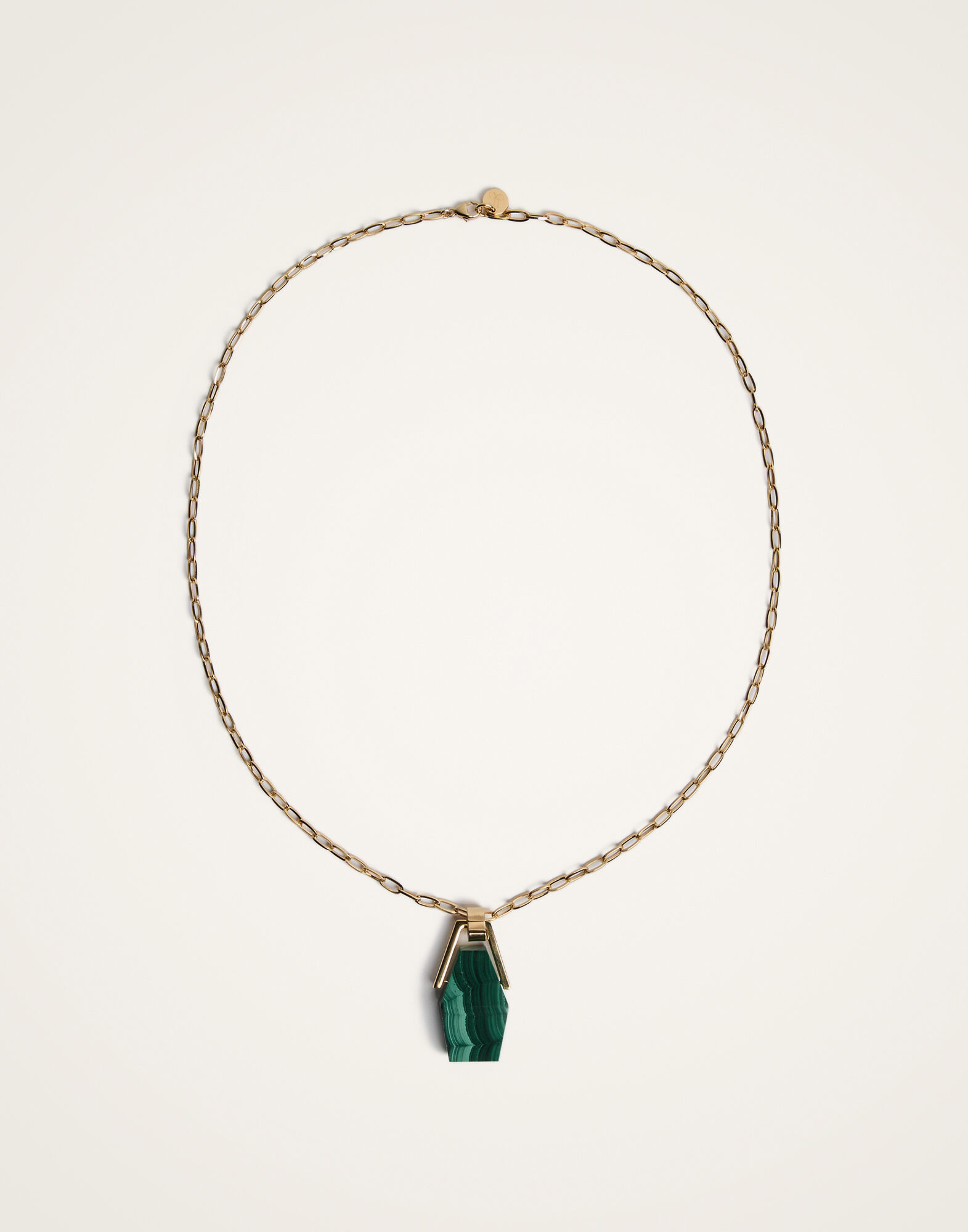 La DoubleJ Portal Necklace 24k Gold Plate & Malachite NEC0040BRA003MAL02YE05