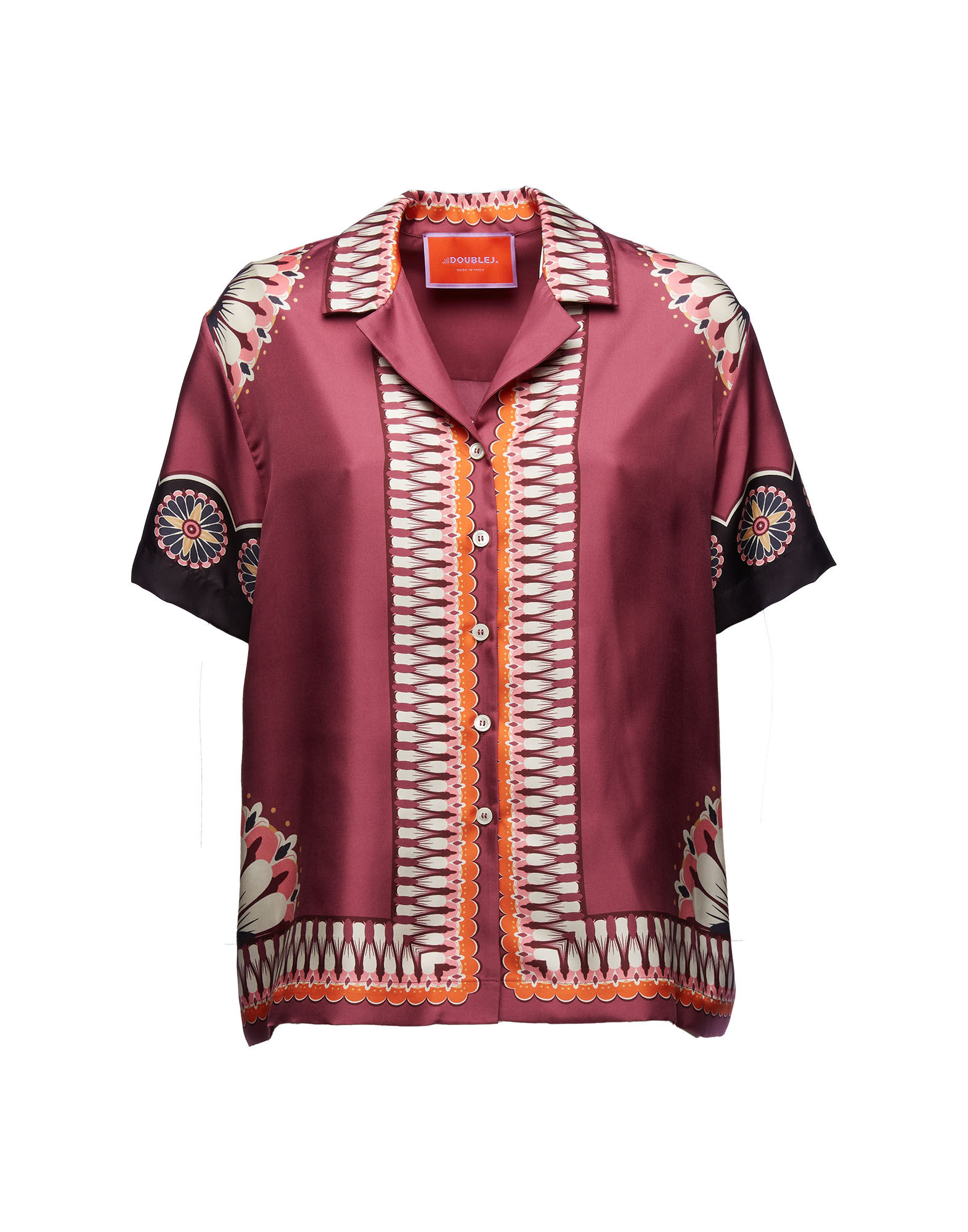 Bandana Printed Silk Twill Bowling Shirt