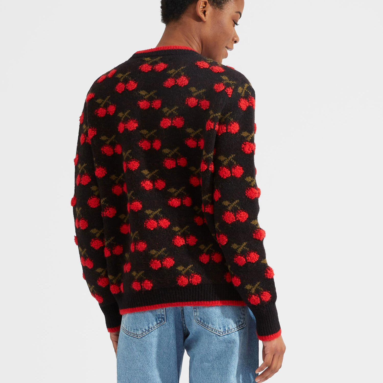 La Doublej Cherry Sweater In Black / Red