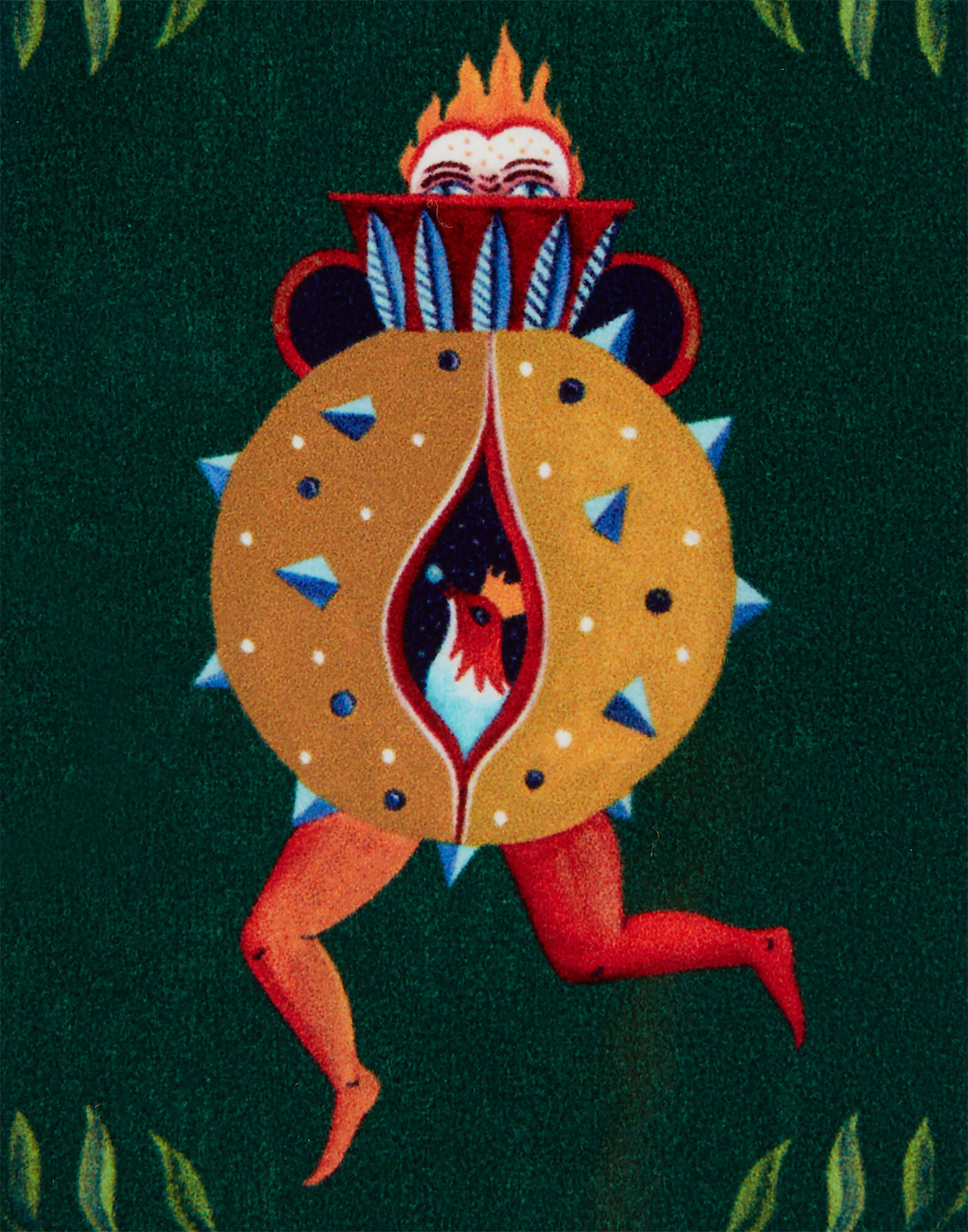 La DoubleJ Disk Coasters Set Of 4 Flora And Fauna Mix Dark Green CST0009CRK001HLE07GR03