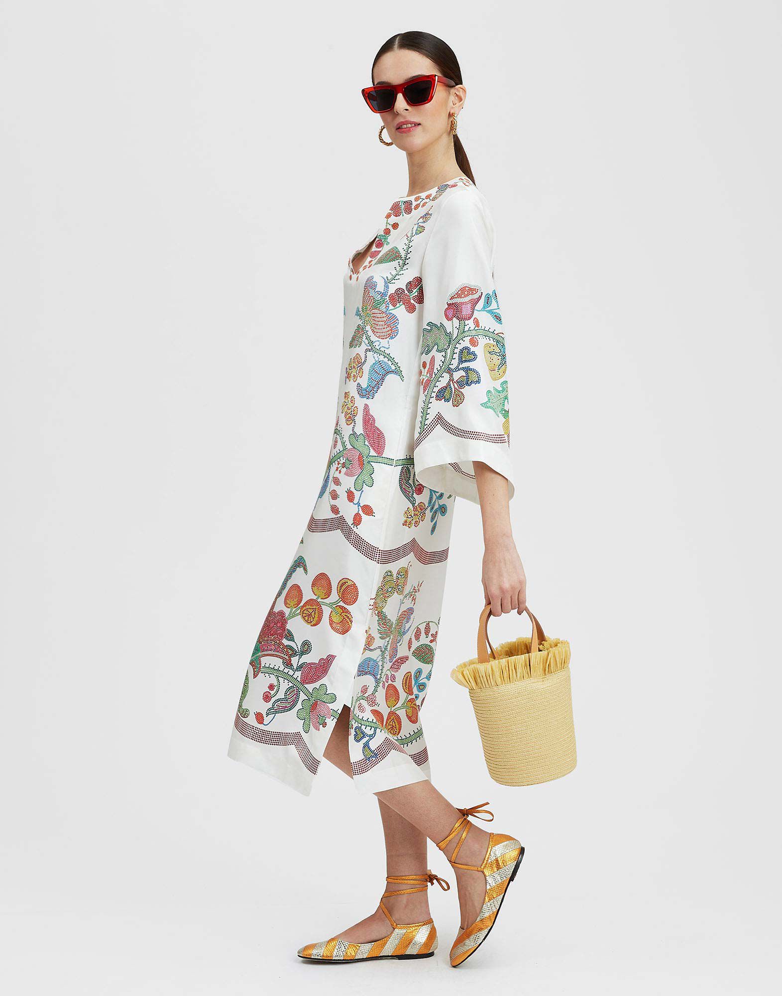 La DoubleJ The Kaftan Grenadilla Plac&eacute;e Off White DRE0564SIL006GRN01WH05