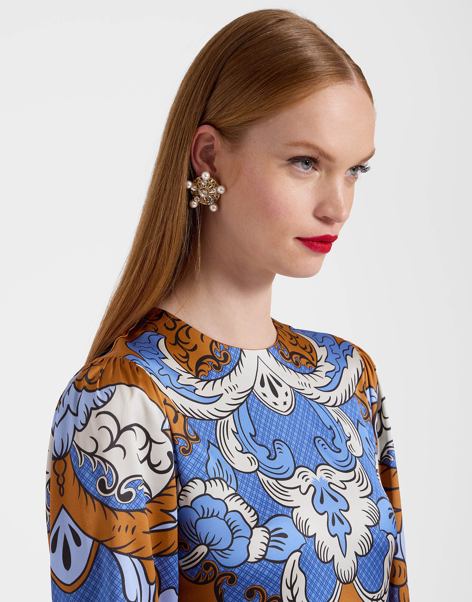 La DoubleJ Clingy Swing Dress Portal Plac&eacute;e Light Blue DRE0762VIS023POR02BU01