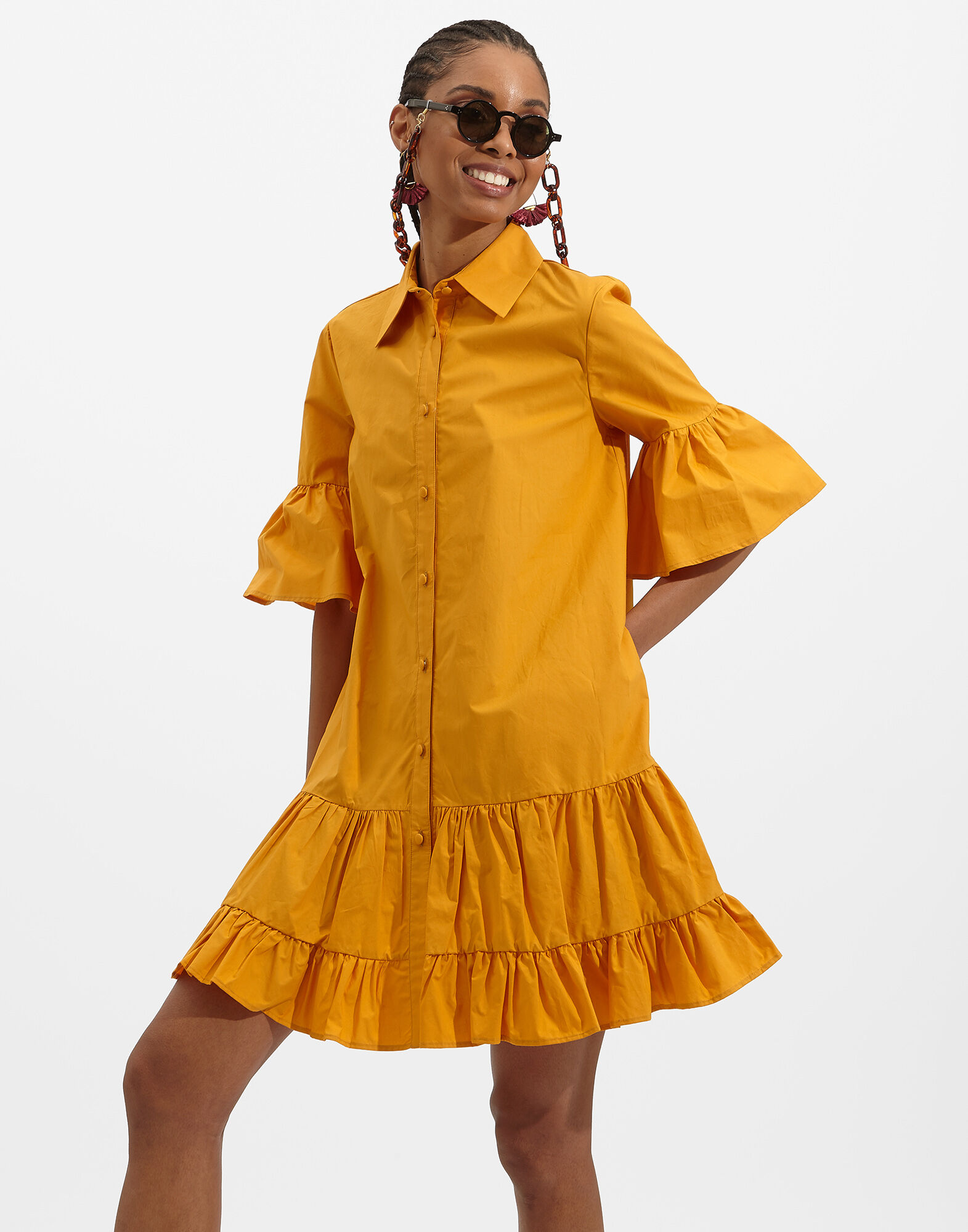 La DoubleJ Choux Dress Solid Yellow DRE0193COT001MAR0003