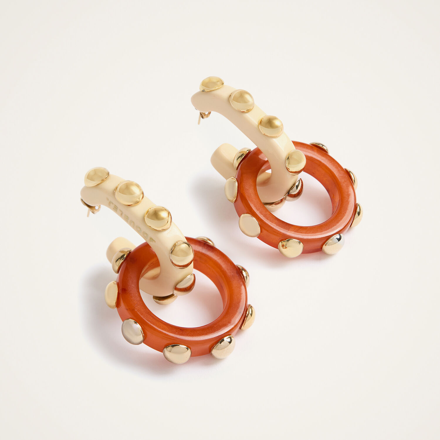 La Doublej Double Hoop Earrings In Solid Orange