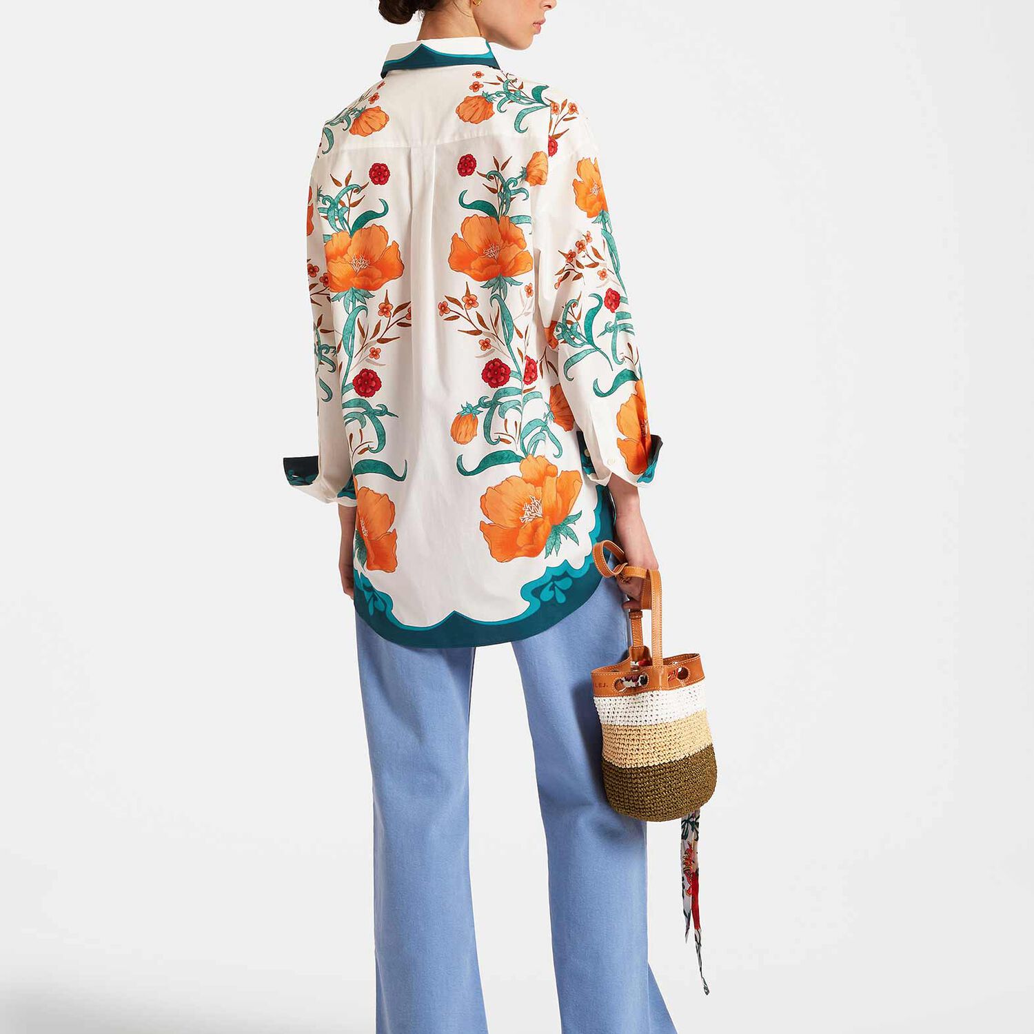 La Doublej + Orlebar Brown Better Than Your Boyfriend's Floral-print Cotton Shirt In Morpheus Placée Orange
