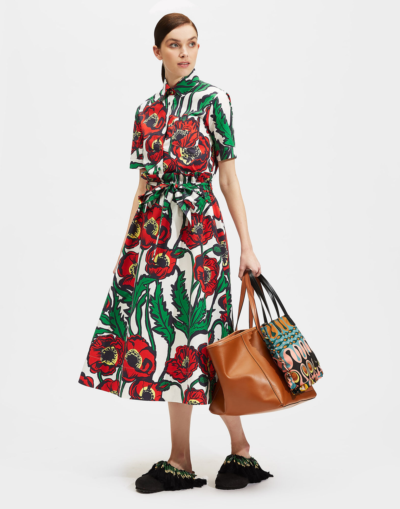 LaDoubleJ Sardegna Skirt Big Blooms Bianco SKI0043COT001PFI0003