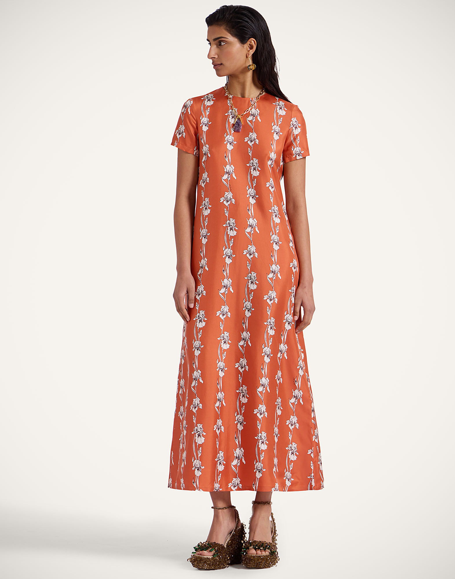 Swing Dress in Mini Iris Dark Orange for Women | La DoubleJ Swing Dress in Mini Iris Dark Orange for Women | La DoubleJ