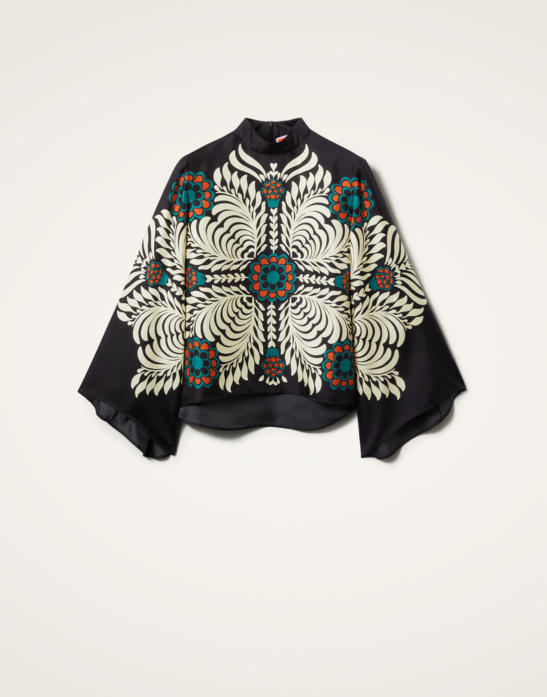 La DoubleJ Make An Exit Top La DoubleJ Make An Exit Top Mix Tiles Placée Black TOP0117SIL006MIX01BL01