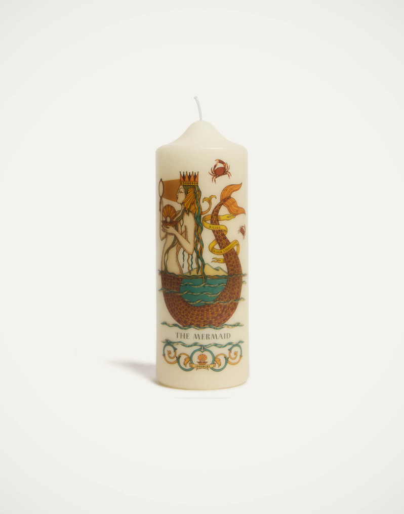 La DoubleJ Printed Pillar Candle La DoubleJ Printed Pillar Candle The Mermaid Multicolor CAN0011WAX001MRM01MU01