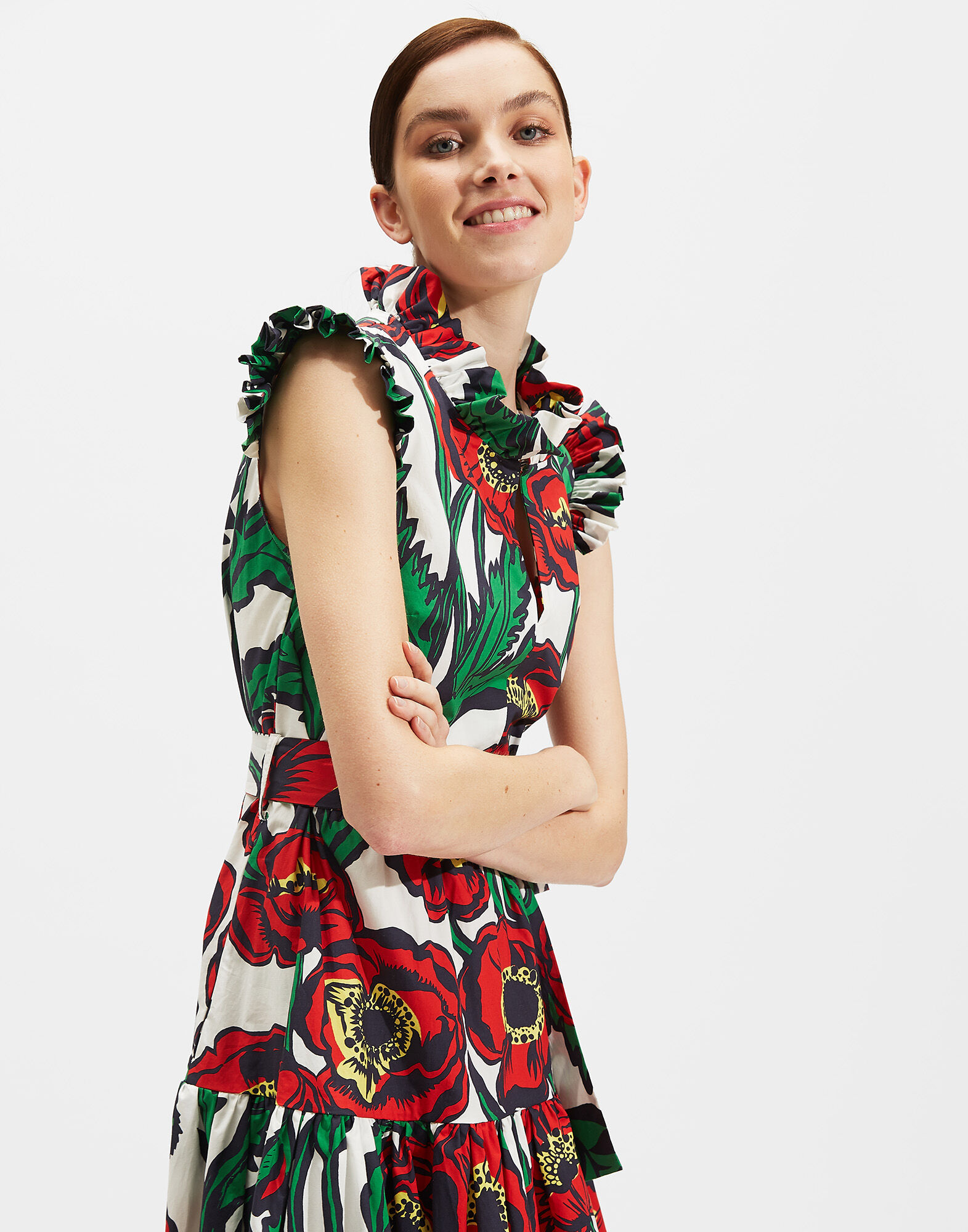 LaDoubleJ Short And Sassy Dress Big Blooms Bianco DRE0003COT001PFI0003