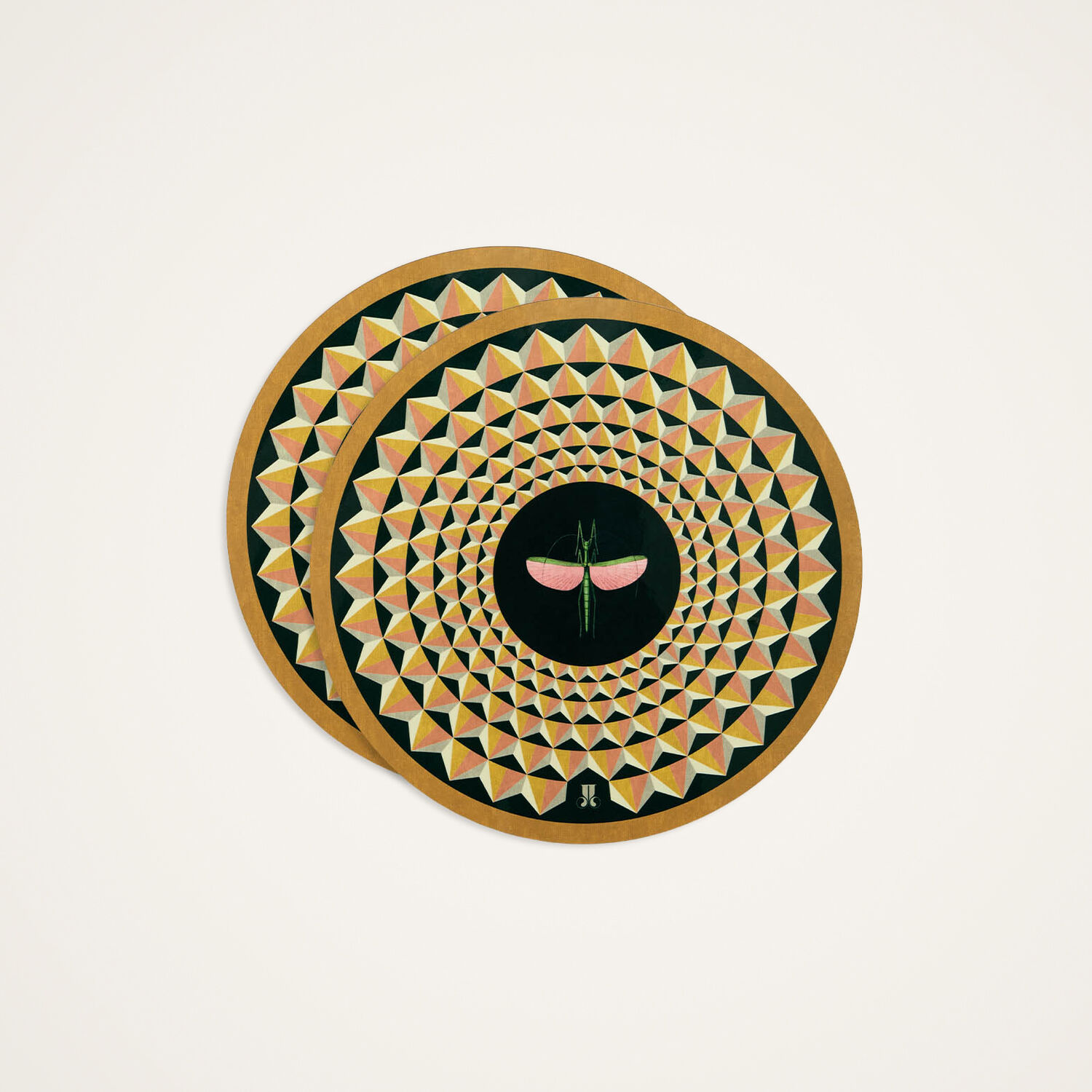 La Doublej Disk Placemats Set Of 2 In Libellula Dark Mustard